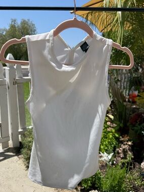 Wild Fable Ribbed Open Back Tank Top - White - Size small